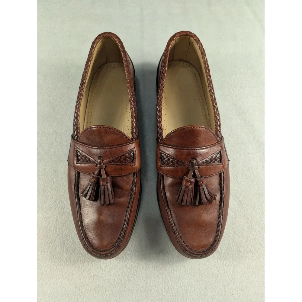 Allen Edmonds Maxfield Mens 10.5 B Chili Brown Braided Tassel Loafers 2780